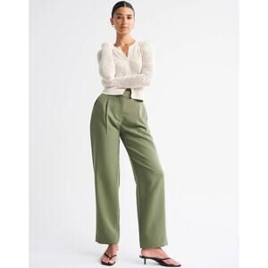 NWT Abercrombie & Fitch Women’s 30 Green Ultra High Wide Legs Pants Trousers